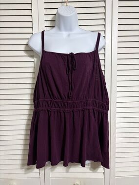 Torrid heritage rib, drawstring, Cami, baby doll winter bloom in color plum